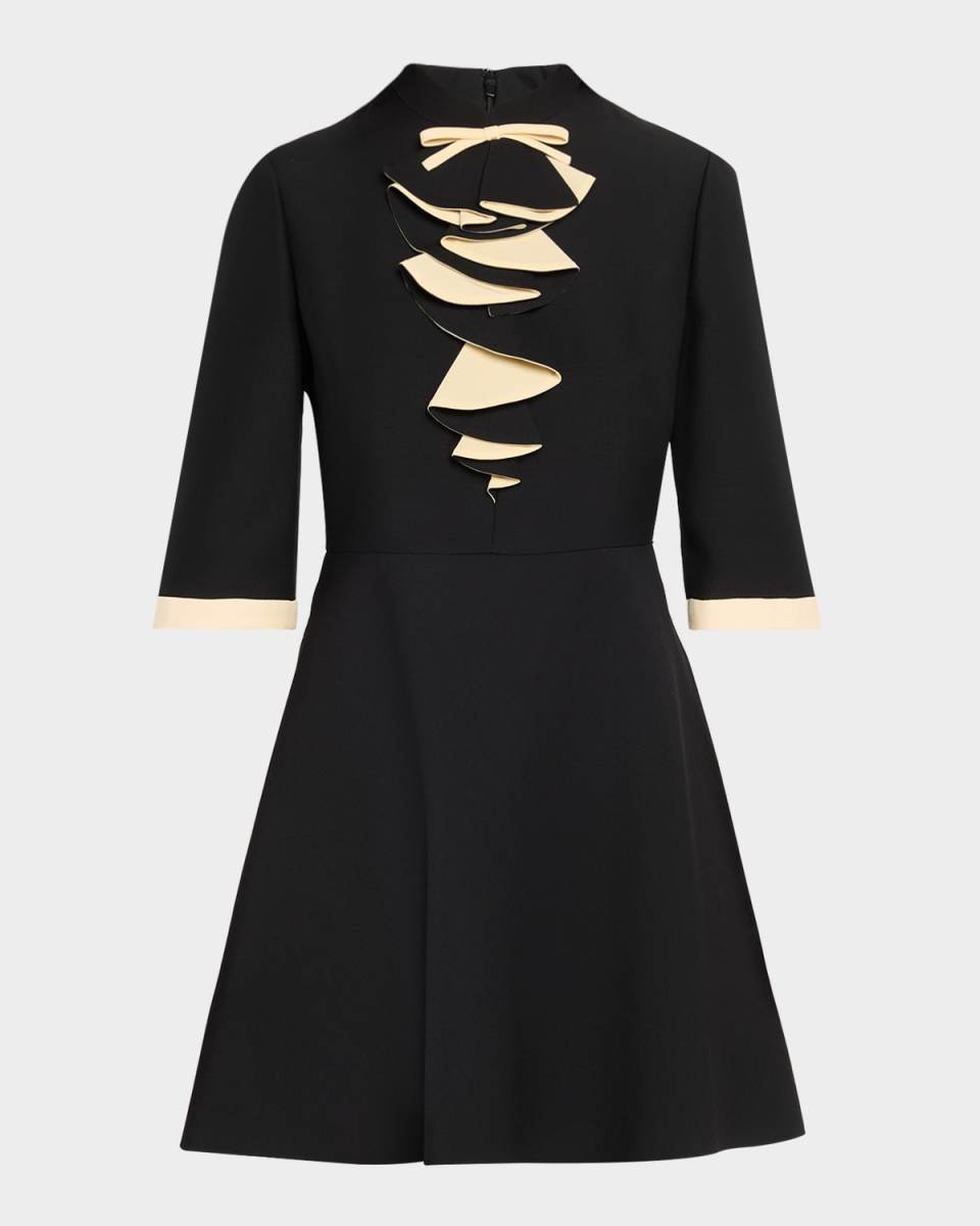 Ruffle Bust Short-Sleeve Mini Dress